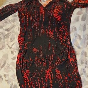 Jennifer Lopez Red and Black Printed Dress